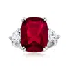 Ross-simons Simulated Ruby And Cz Ring In Sterling Silver In Red