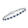 Ross-simons Simulated Ruby And Cz Tennis Bracelet In Sterling Silver In Multi