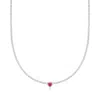 Ross-simons Simulated Ruby Heart Necklace With Czs In Sterling Silver In Multi