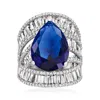 Ross-simons Simulated Sapphire And Cz Ring In Sterling Silver In Blue