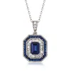 Ross-simons Simulated Sapphire And . Lab-grown Blue Spinel Pendant Necklace With . Czs In Sterling Silver In Multi