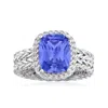 Ross-simons Simulated Tanzanite Basketweave Ring In Sterling Silver