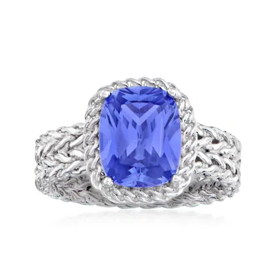 Ross-simons Simulated Tanzanite Basketweave Ring In Sterling Silver In Purple
