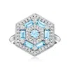 Ross-simons Sky Blue And White Topaz Vintage-style Ring In Sterling Silver In Blue