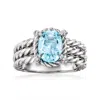Ross-simons Sky Blue Topaz 3-row Ring With White Topaz In Sterling Silver In Blue