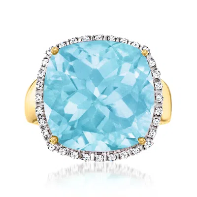 Ross-simons Sky Blue Topaz And . Diamond Frame Ring In 14kt Yellow Gold