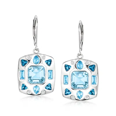 Ross-simons Sky Blue Topaz And Multi-gemstone Drop Earrings In Sterling Silver