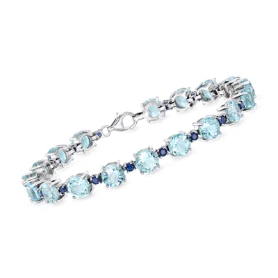 Ross-simons Sky Blue Topaz And Sapphire Tennis Bracelet In Sterling Silver In Metallic