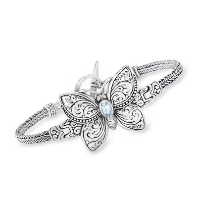 Ross-simons Sky Blue Topaz Bali-style Butterfly Bracelet In Sterling Silver In Multi
