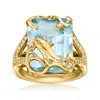 Ross-simons Sky Blue Topaz Dolphin Ring With . White Zircons In 18kt Gold Over Sterling In Gold