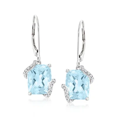 Ross-simons Sky Blue Topaz Drop Earrings With . Diamonds In 14kt White Gold In Multi