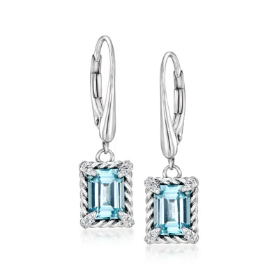 Ross-simons Sky Blue Topaz Drop Earrings With White Topaz In Sterling Silver
