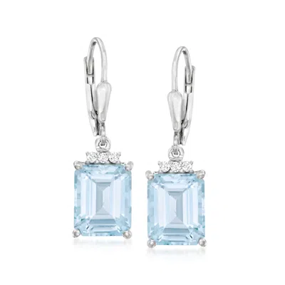 Ross-simons Sky Blue Topaz Drop Earrings With . White Topaz In Sterling Silver In Metallic