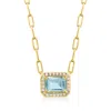 Ross-simons Sky Blue Topaz Paper Clip Link Necklace With . White Topaz In 18kt Gold Over Sterling