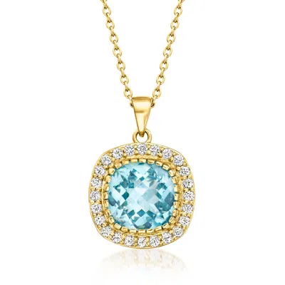 Ross-simons Sky Blue Topaz Pendant Necklace With White Topaz In 18kt Gold Over Sterling