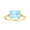 Ross-simons Sky Blue Topaz Ring With Diamonds In 14kt Yellow Gold
