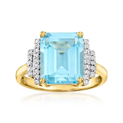 Ross-simons Sky Blue Topaz Ring With . Diamonds In 14kt Yellow Gold