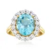 Ross-simons Sky Blue Topaz Ring With Lab-grown Diamonds In 18kt Gold Over Sterling