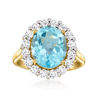 Ross-simons Sky Blue Topaz Ring With Lab-grown Diamonds In 18kt Gold Over Sterling