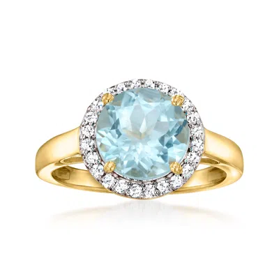Ross-simons Sky Blue Topaz Ring With . Lab-grown Diamonds In 18kt Gold Over Sterling