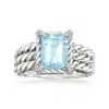 Ross-simons Sky Blue Topaz Ring With White Topaz Accents In Sterling Silver In Blue