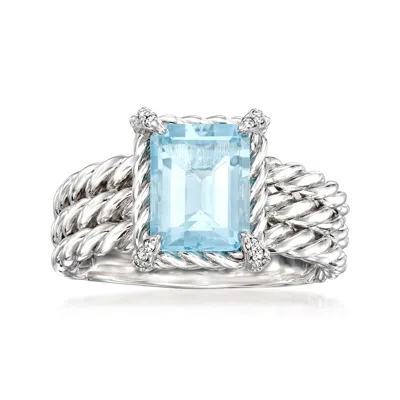 Ross-simons Sky Blue Topaz Ring With White Topaz Accents In Sterling Silver
