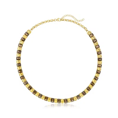 Ross-simons Smoky Quartz And Citrine Necklace In 18kt Gold Over Sterling In Multi