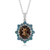 Ross-simons Smoky Quartz And . London Blue Topaz Pendant Necklace With White Topaz In Sterling Silver In Multi