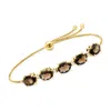Ross-simons Smoky Quartz And . White Topaz Bolo Bracelet In 18kt Gold Over Sterling