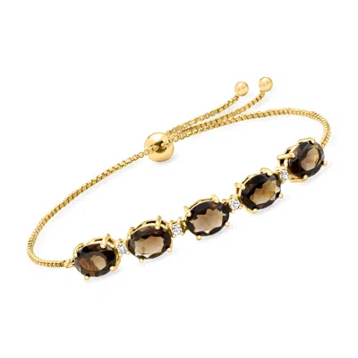 Ross-simons Smoky Quartz And . White Topaz Bolo Bracelet In 18kt Gold Over Sterling