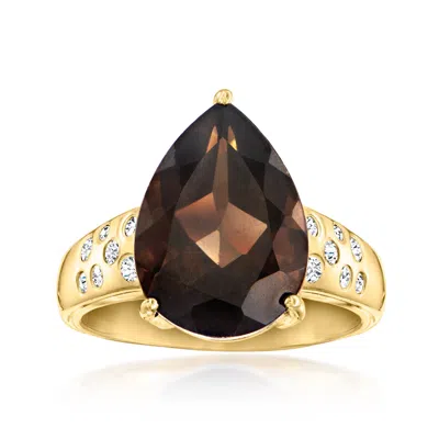 Ross-simons Smoky Quartz And . White Zircon Ring In 18kt Gold Over Sterling In Brown