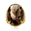Ross-simons Smoky Quartz And White Zircon Ring In 18kt Gold Over Sterling In Brown