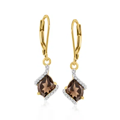 Ross-simons Smoky Quartz Drop Earrings With . Diamonds In 18kt Gold Over Sterling In Multi