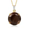 ROSS-SIMONS SMOKY QUARTZ PENDANT NECKLACE WITH DIAMOND ACCENTS IN 14KT YELLOW GOLD