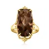 Ross-simons Smoky Quartz Ring In 18kt Gold Over Sterling In Brown
