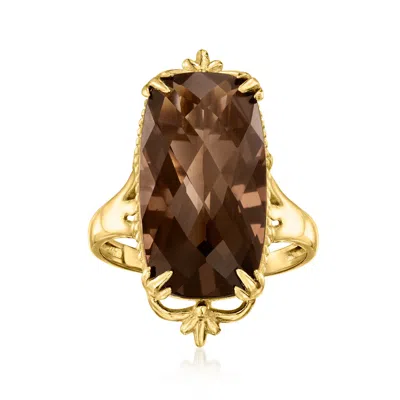 Ross-simons Smoky Quartz Ring In 18kt Gold Over Sterling In Brown