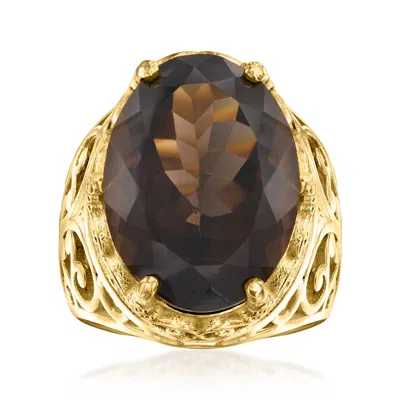 Ross-simons Smoky Quartz Ring In 18kt Gold Over Sterling In Brown