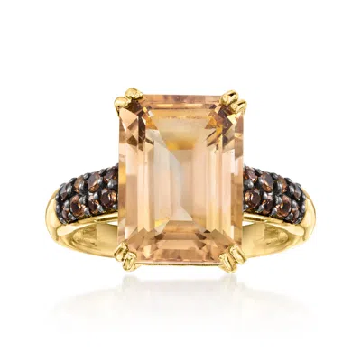 Ross-simons Smoky Quartz Ring In 18kt Gold Over Sterling In Brown