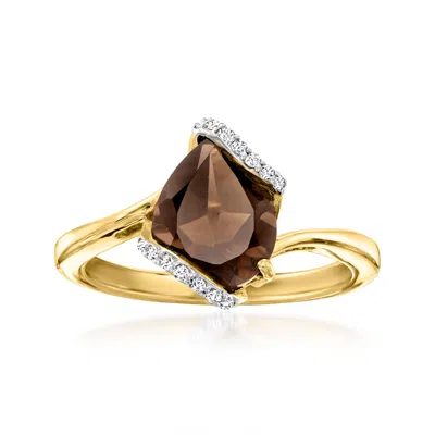 Ross-simons Smoky Quartz Ring With Diamonds In 18kt Gold Over Sterling In Brown