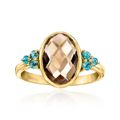 Ross-simons Smoky Quartz Ring With . London Blue Topaz In 18kt Gold Over Sterling In Brown