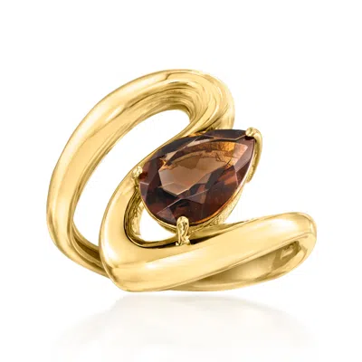 Ross-simons Smoky Quartz Swirl Ring In 18kt Gold Over Sterling In Brown