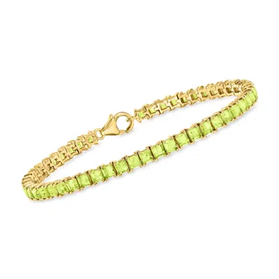 Ross-simons Square Peridot Tennis Bracelet In 18kt Gold Over Sterling In Multi