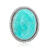 Ross-simons Stabilized Turquoise Double-frame Ring In Sterling Silver In Blue