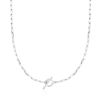 Ross-simons Sterling Silver 2.5mm Paper Clip Link Toggle Necklace In Metallic