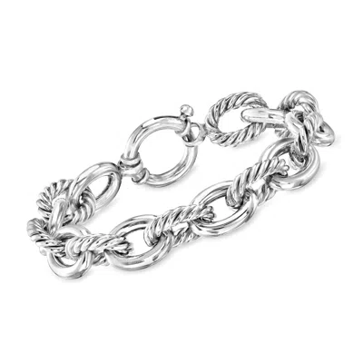 Ross-simons Sterling Silver Alternating Twisted Oval-link Bracelet