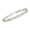 Ross-simons Sterling Silver And 14kt Yellow Gold Bismark-link Bracelet In Multi