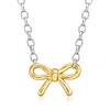 ROSS-SIMONS STERLING SILVER AND 14KT YELLOW GOLD BOW NECKLACE
