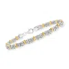 Ross-simons Sterling Silver And 14kt Yellow Gold Byzantine Station Bracelet In Multi