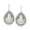 Ross-simons Sterling Silver And 14kt Yellow Gold Cross Teardrop Earrings In White