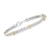 Ross-simons Sterling Silver And 14kt Yellow Gold Cuban-link Bracelet In Multi